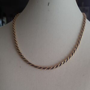 Twisted Rope Necklace in Gold and Navy - Unbranded